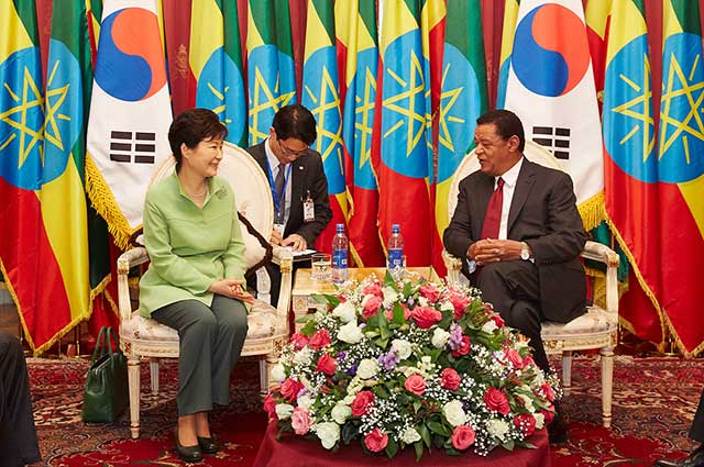 President Park Geun-hye of South Korea is visiting Ethiopia and the African Union