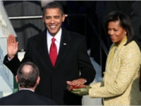 President Barak Obama taking the oath of office