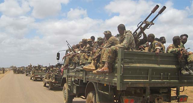 hundreds of Ethiopian transport trucks moving soldiers to the border with Eritrea 