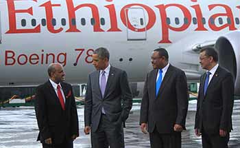 President Barak Obama visited Ethiopian airlines first Boeing B787
